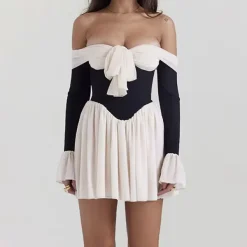 Dresses & Rompers*Boogzel Clothing Mademoiselle Bow Off Shoulder Dress Black/white