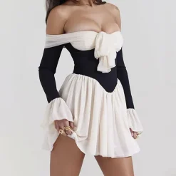 Dresses & Rompers*Boogzel Clothing Mademoiselle Bow Off Shoulder Dress Black/white