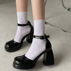 Classics|Sandals / Mary Janes*Boogzel Clothing Mary Jane Platform Heels Black