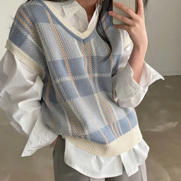 Knit Vests*Boogzel Clothing Meet Me On Campus Blue Vest