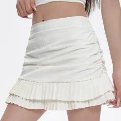 Skirts*Boogzel Clothing Milk Double-Layer Mini Skirt White