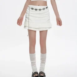 Skirts*Boogzel Clothing Milk Double-Layer Mini Skirt White