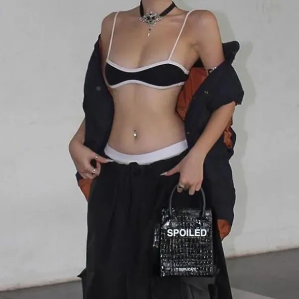 Y2K Tops|Crop Tops*Boogzel Clothing Minimalist Aesthetic Contrast Top Black/white