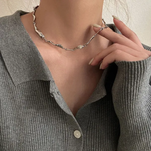 Necklaces & Chokers*Boogzel Clothing Minimalist Aesthetic Necklace Silver