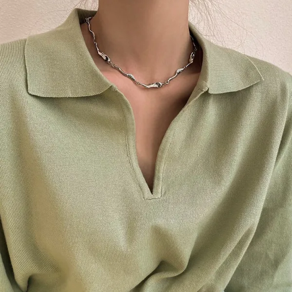 Necklaces & Chokers*Boogzel Clothing Minimalist Aesthetic Necklace Silver