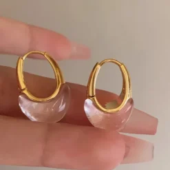 Earrings*Boogzel Clothing Minimalist Clear Hoop Earrings Gold