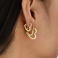Earrings*Boogzel Clothing Minimalist Heart-Shaped Earrings Gold