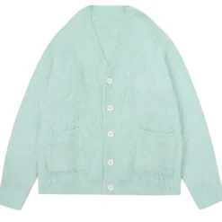 Knit Cardigans*Boogzel Clothing Mint Fuzzy Cardigan Green