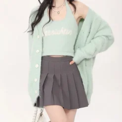 Knit Cardigans*Boogzel Clothing Mint Fuzzy Cardigan Green