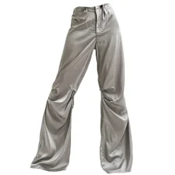 Pants & Trousers*Boogzel Clothing Miracle Satin Wide Pants Grey
