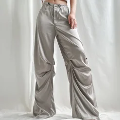 Pants & Trousers*Boogzel Clothing Miracle Satin Wide Pants Grey
