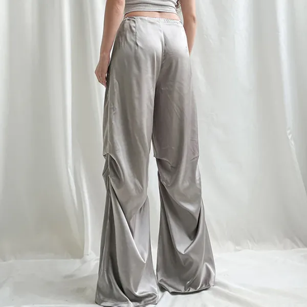 Pants & Trousers*Boogzel Clothing Miracle Satin Wide Pants Grey