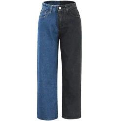 Jeans*Boogzel Clothing Missed Calls Split Color Jeans Blue