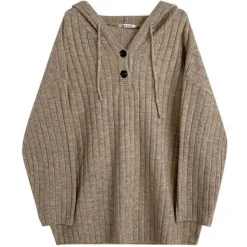 Hoodies*Boogzel Clothing Mocha Knit Button Up Hoodie
