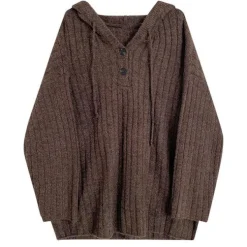 Hoodies*Boogzel Clothing Mocha Knit Button Up Hoodie