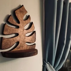Aesthetic Room Decor*Boogzel Clothing Monstera Leaf Wooden Shelf Brown