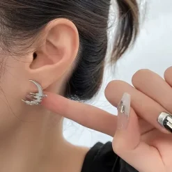 Earrings*Boogzel Clothing Moon Asymmetric Earrings Silver