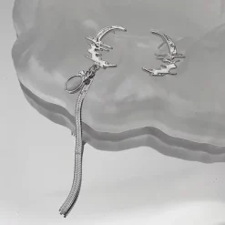 Earrings*Boogzel Clothing Moon Asymmetric Earrings Silver
