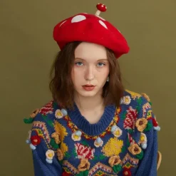 Hats*Boogzel Clothing Mushroom Beret Hat Red/white