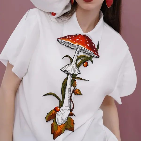 Other*Boogzel Clothing Mushroom Embroidery Necktie