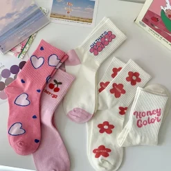 Socks*Boogzel Clothing Naturally Sweet Pink Aesthetic Socks