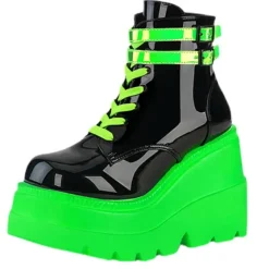 Mad|Boots / Platform Boots*Boogzel Clothing Neon Tornado Platform Boots Black/green
