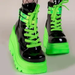 Mad|Boots / Platform Boots*Boogzel Clothing Neon Tornado Platform Boots Black/green