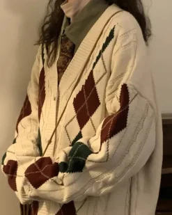 Argyle Sweaters & Vests|Knit Cardigans*Boogzel Clothing New Student Argyle Cardigan Beige