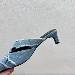 Mad*Boogzel Clothing Nostalgic Games Denim Mules Blue