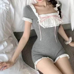 Dresses & Rompers*Boogzel Clothing Not Your Babydoll Coquette Romper Grey