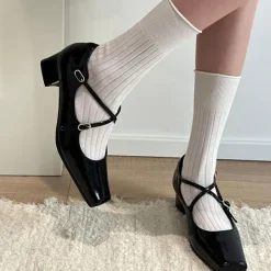Classics|Sandals / Mary Janes*Boogzel Clothing Old Money Cross Strap Mary Janes Black