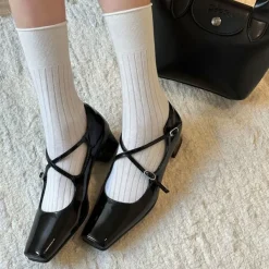 Classics|Sandals / Mary Janes*Boogzel Clothing Old Money Cross Strap Mary Janes Black