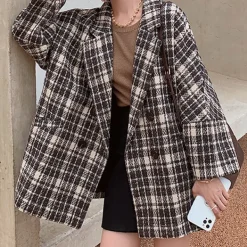 Coats & Jackets*Boogzel Clothing Old Money Plaid Jacket Brown
