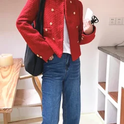 Coats & Jackets*Boogzel Clothing Old Money Style Tweed Jacket Red