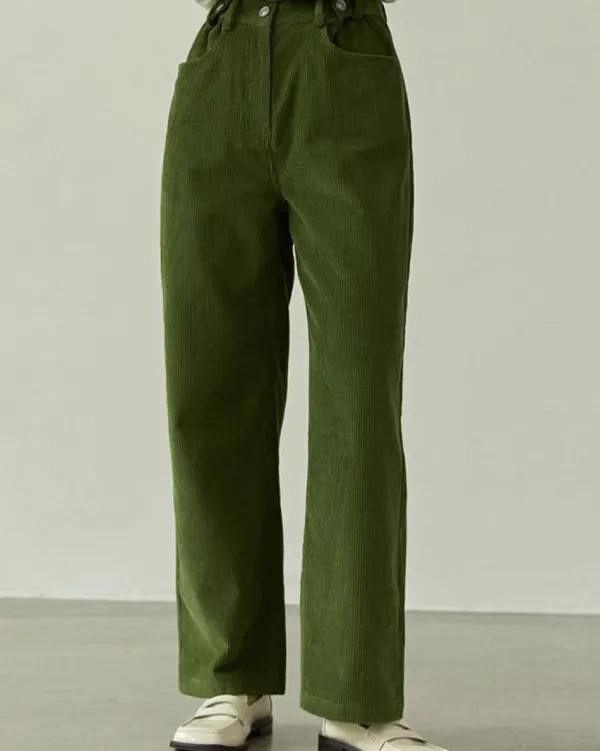 Pants & Trousers*Boogzel Clothing Olive Wide-Leg Cord Trousers Green