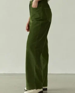 Pants & Trousers*Boogzel Clothing Olive Wide-Leg Cord Trousers Green