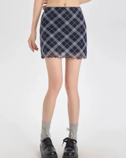 Skirts*Boogzel Clothing Outta Town Plaid Mini Skirt Blue