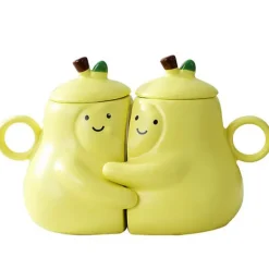 Aesthetic Kitchen|Aesthetic Room Decor*Boogzel Clothing Pair of Pear-Shaped Couple Mugs Yellow