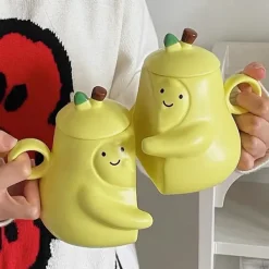 Aesthetic Kitchen|Aesthetic Room Decor*Boogzel Clothing Pair of Pear-Shaped Couple Mugs Yellow
