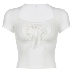 Crop Tops*Boogzel Clothing Parisian Lace Ruched Crop Top White