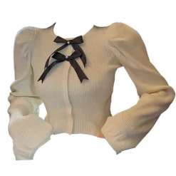 Knit Cardigans|Long Sleeve Tops*Boogzel Clothing Parisian Style Ribbed Top with Bows