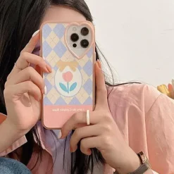 Iphone Cases*Boogzel Clothing Pastel Argyle Tulip iPhone Case Pink/blue