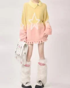Sweaters*Boogzel Clothing Pastel Knit Sweater with Star Design