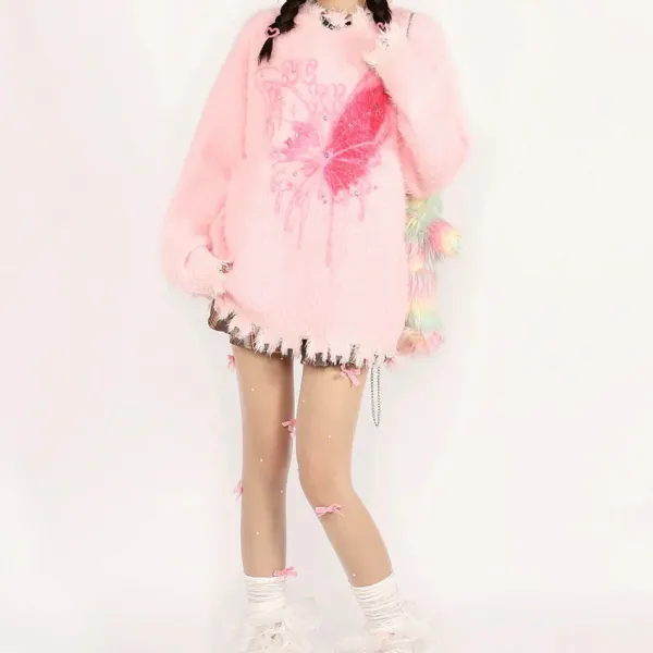 Sweaters*Boogzel Clothing Pastel Butterfly Sweater Pink