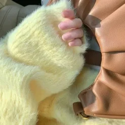 Knit Cardigans*Boogzel Clothing Pastel Fuzzy Cardigan Yellow