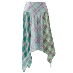 Skirts*Boogzel Clothing Patchwork Midi Plaid Skirt Green