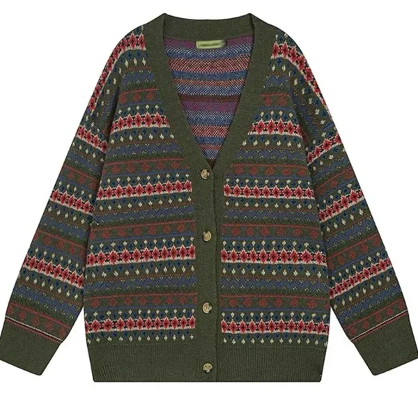 Knit Cardigans*Boogzel Clothing Patterned Knit Oversized Cardigan Green