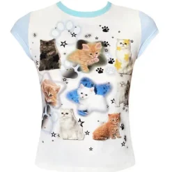 Aesthetic T-Shirts & Graphic Tees*Boogzel Clothing Paws Crop Top White/blue