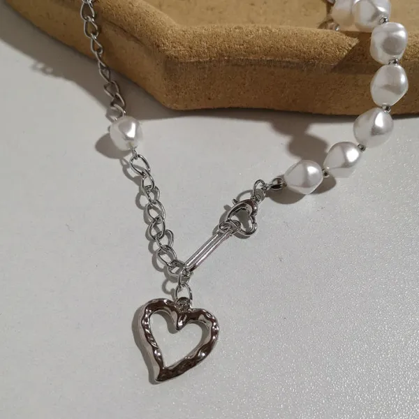 Necklaces & Chokers*Boogzel Clothing Pearl Asymmetric Heart Necklace