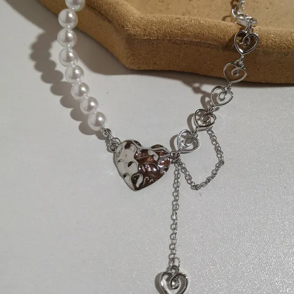 Necklaces & Chokers*Boogzel Clothing Pearl Asymmetric Heart Necklace